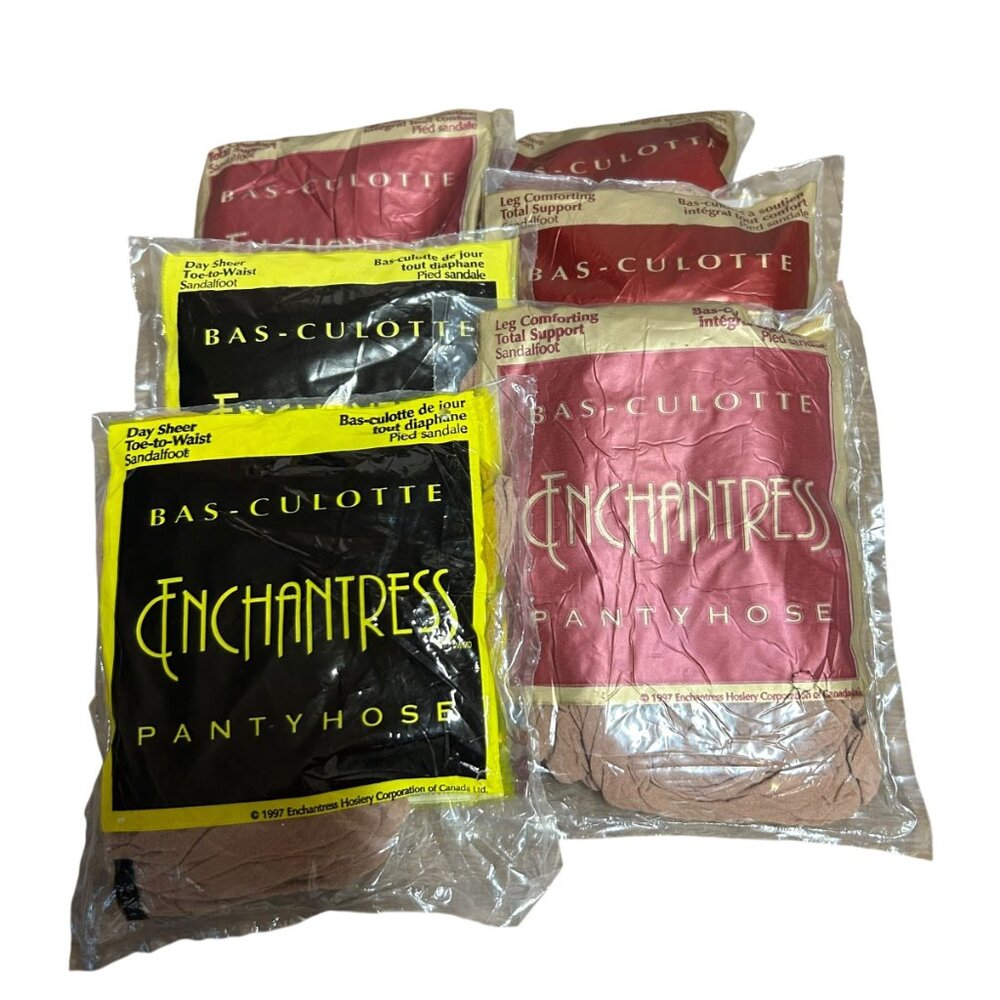 Vintage Barely Beige Enchantress Pantyhose Size Queen Lot of 6